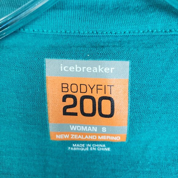 Icebreaker Bodyfit 200 Base Layer 1/4 Zip New Zealand Merino Wool Teal size S - Picture 3 of 11